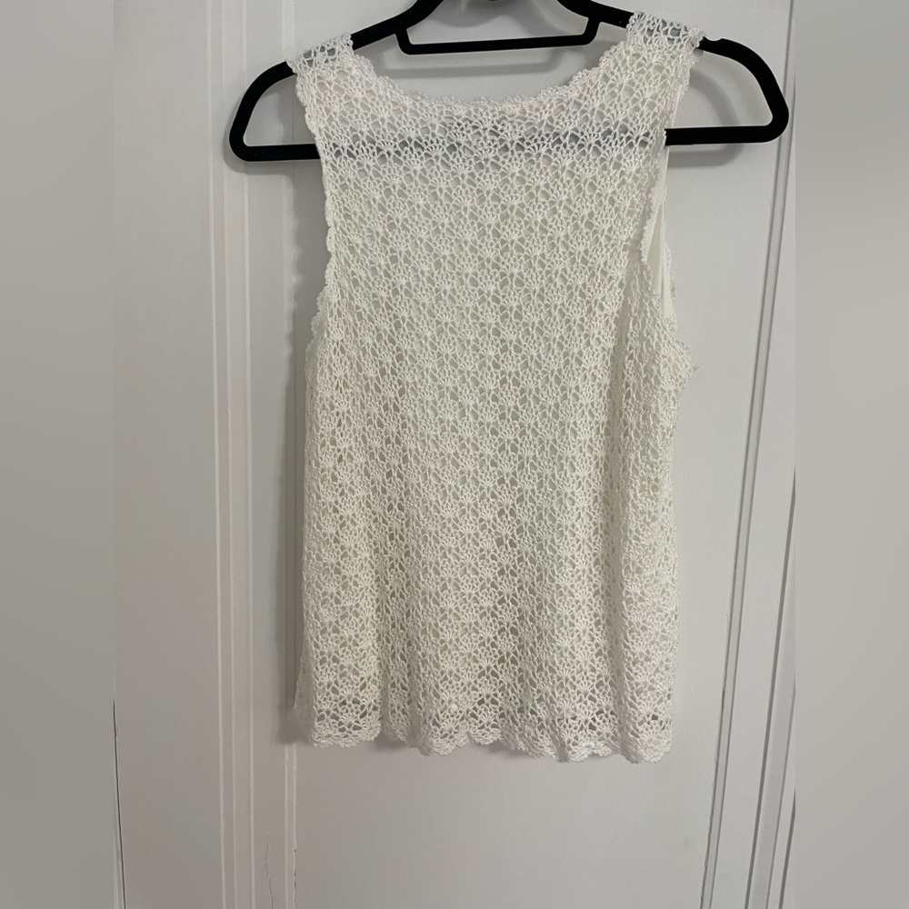 Crochet tank top , white, size L - Picture 2 of 3
